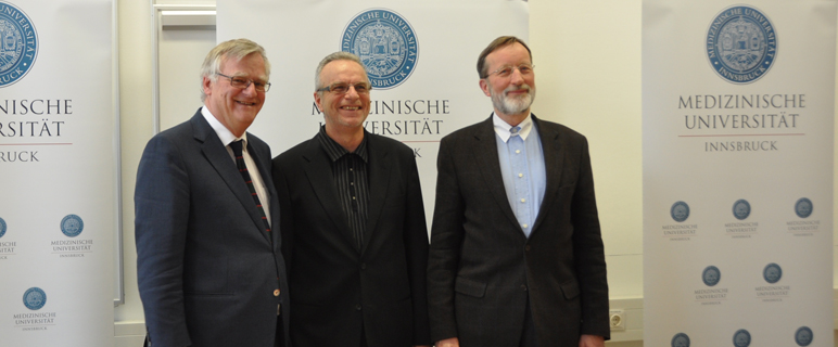 Rektor Univ.-Prof. Dr. Herbert Lochs, Univ.-Prof. Dr. Alois Saria, Univ.-Prof. Dr. Günther Sperk (v.li. nach rechts) 